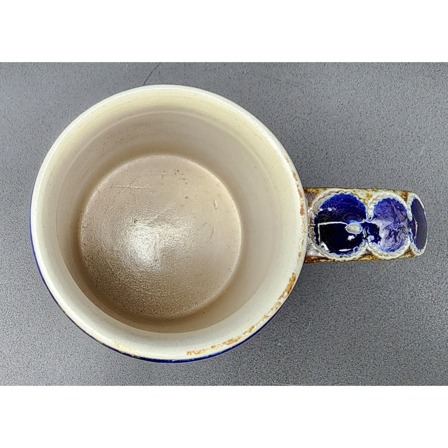 Vintage Goebel Merkelbach Stoneware Mug Cobalt Blue Salt Glaze Raised Design