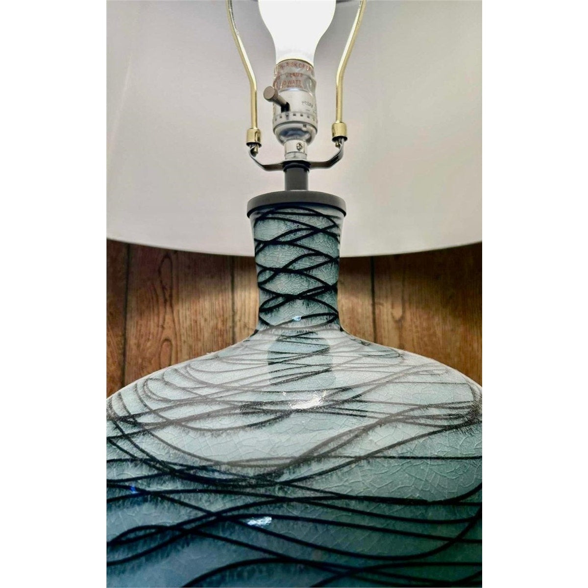 Pacific Coast Lighting Ceramic Wave Pattern Table Lamp 30" Aqua/Black/White