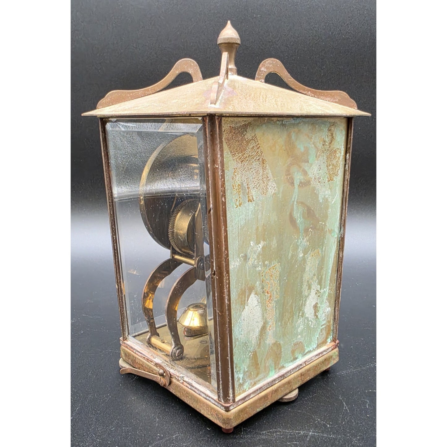 Vintage Schatz 400‑Day Torsion Clock Germany Brass & Glass Case w/ Key – Repair