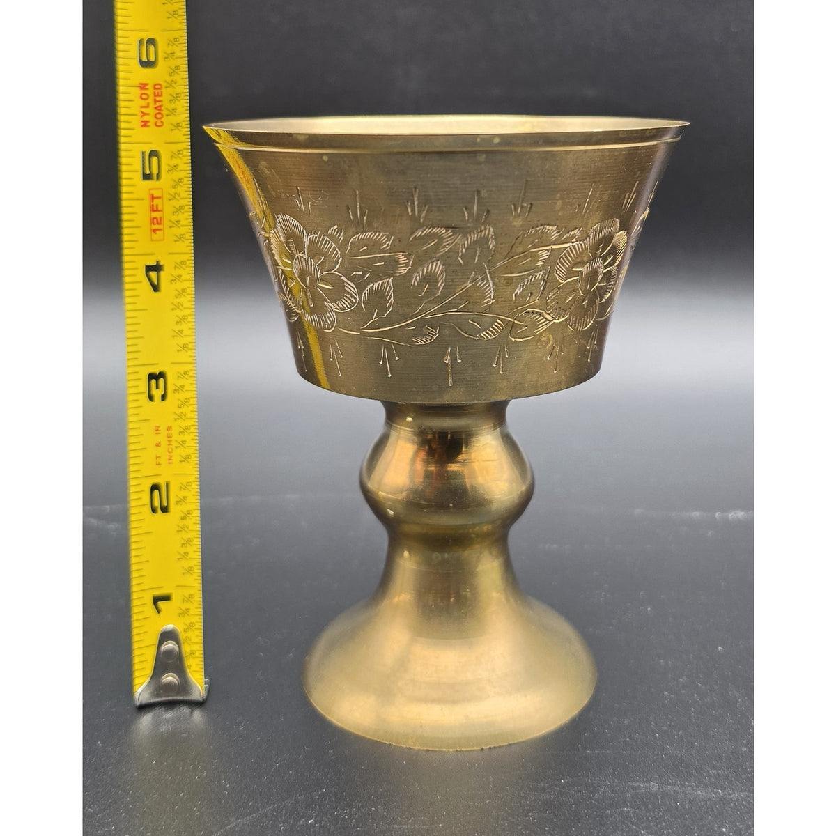 Vintage Brass Judaica Set 3 Star Plates Chalice Communion Goblet Small Feet Cup