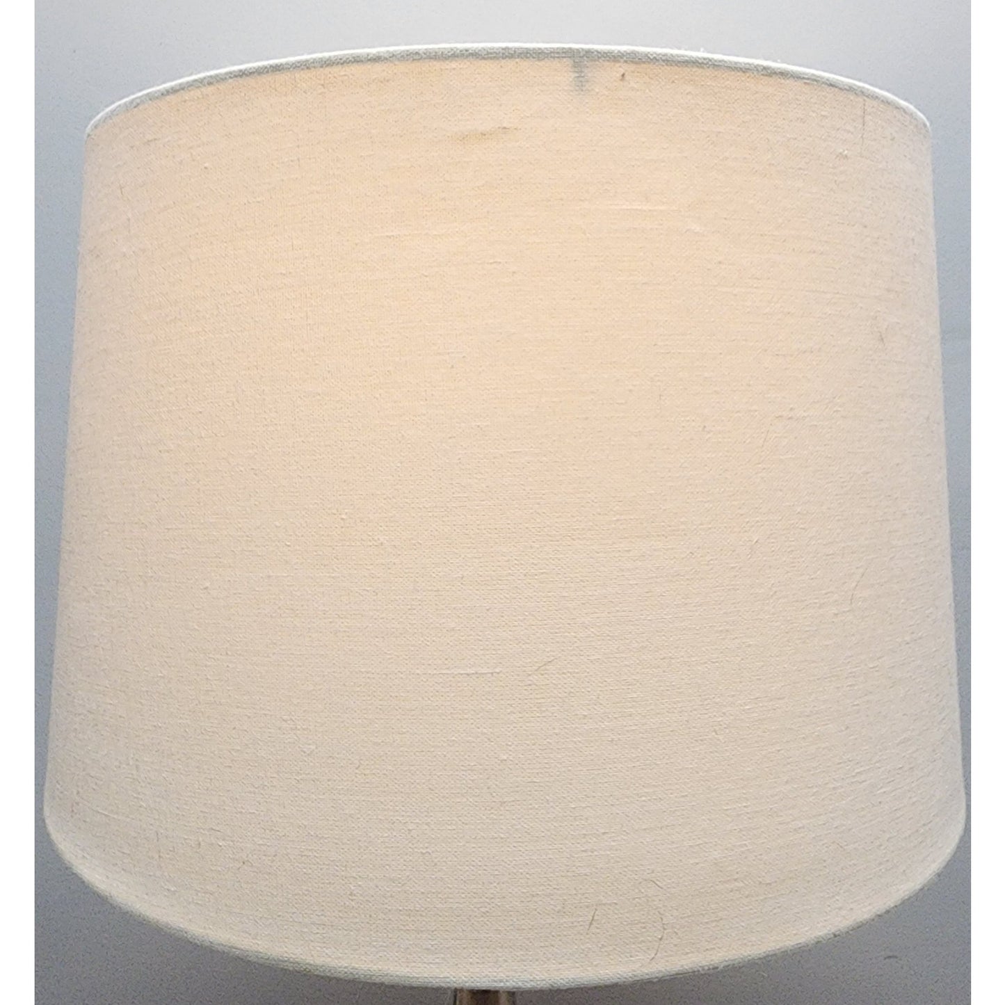 Retro Brushed Stainless Steel Table Lamp w/ Off-White Shade – 24" Tall