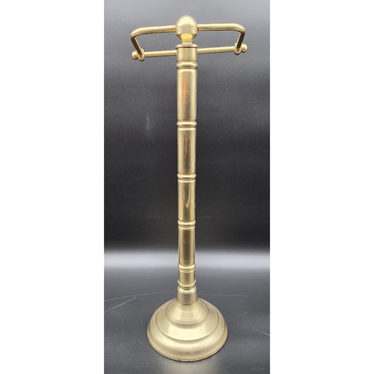 Vintage Brass Toilet Paper Holder Stand Free Standing Bathroom Roll Caddy 22"