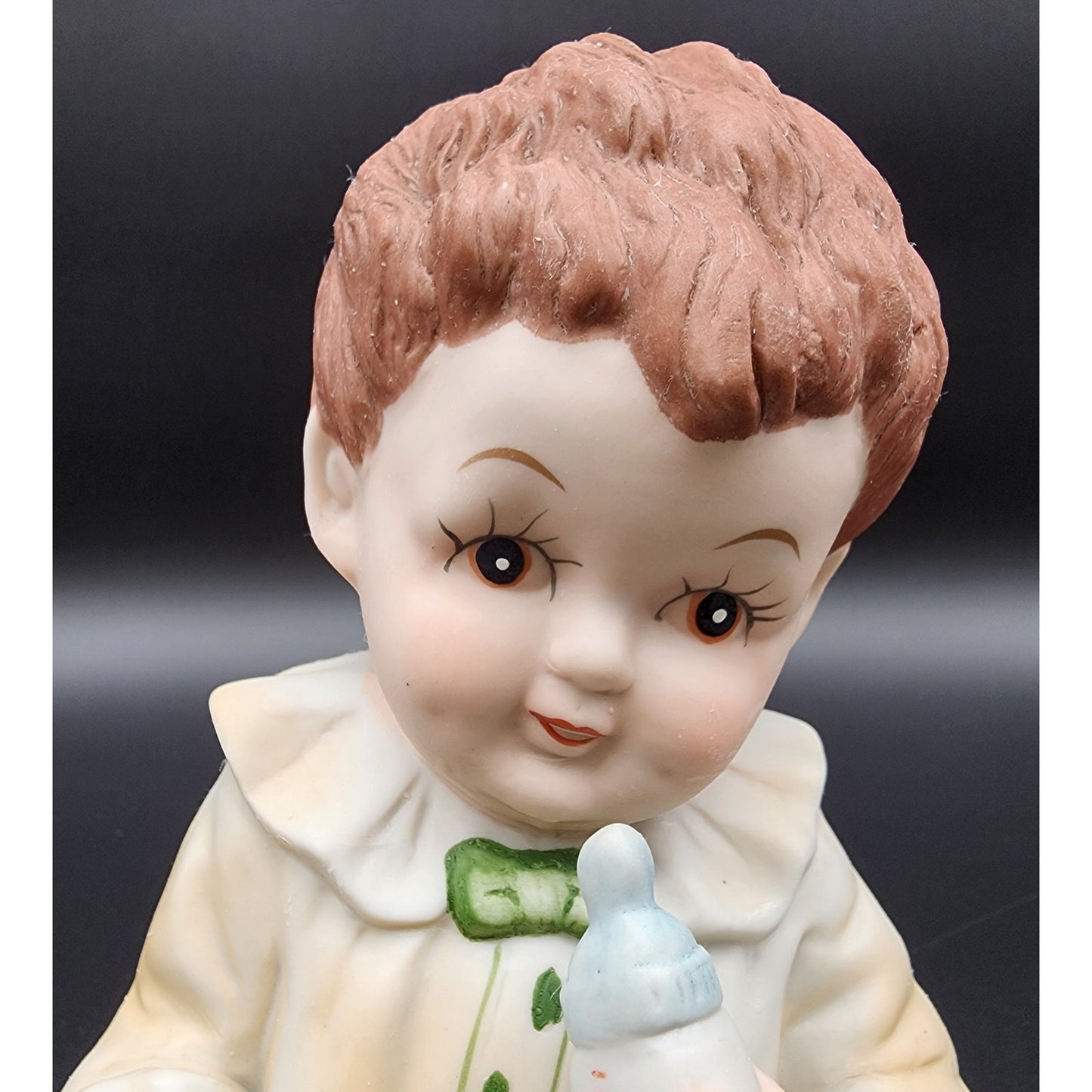 Vintage Porcelain Baby Figurine Handpainted Child with Bottle 7" Cameo Mark