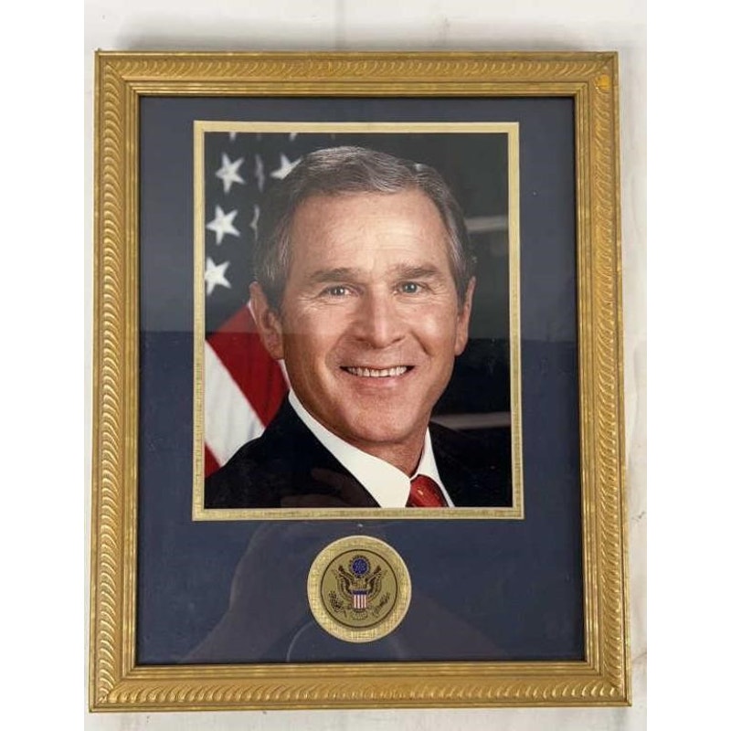 Pres. George W. Bush Framed Photo  Gold Seal  12.5x15.75"  Ready to Hang
