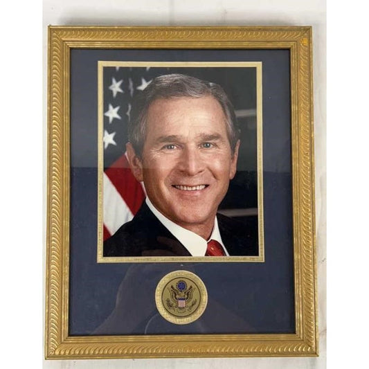 Pres. George W. Bush Framed Photo  Gold Seal  12.5x15.75"  Ready to Hang