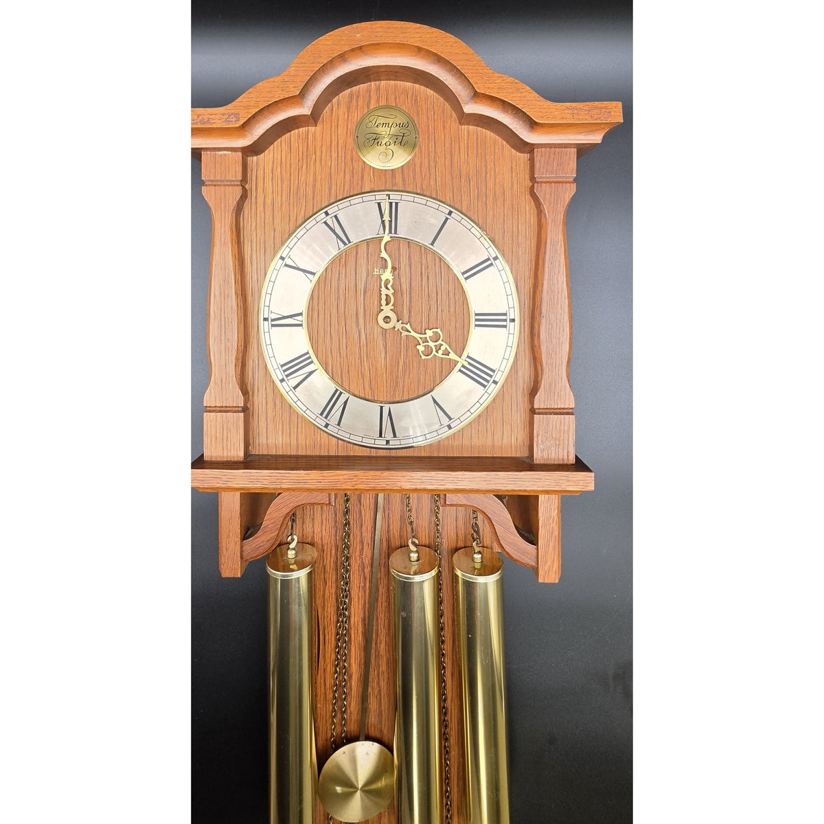 Vintage Tempus Fugit Wall (Time Flies) Clock Wood 31.5" Germany Pendulum Weights