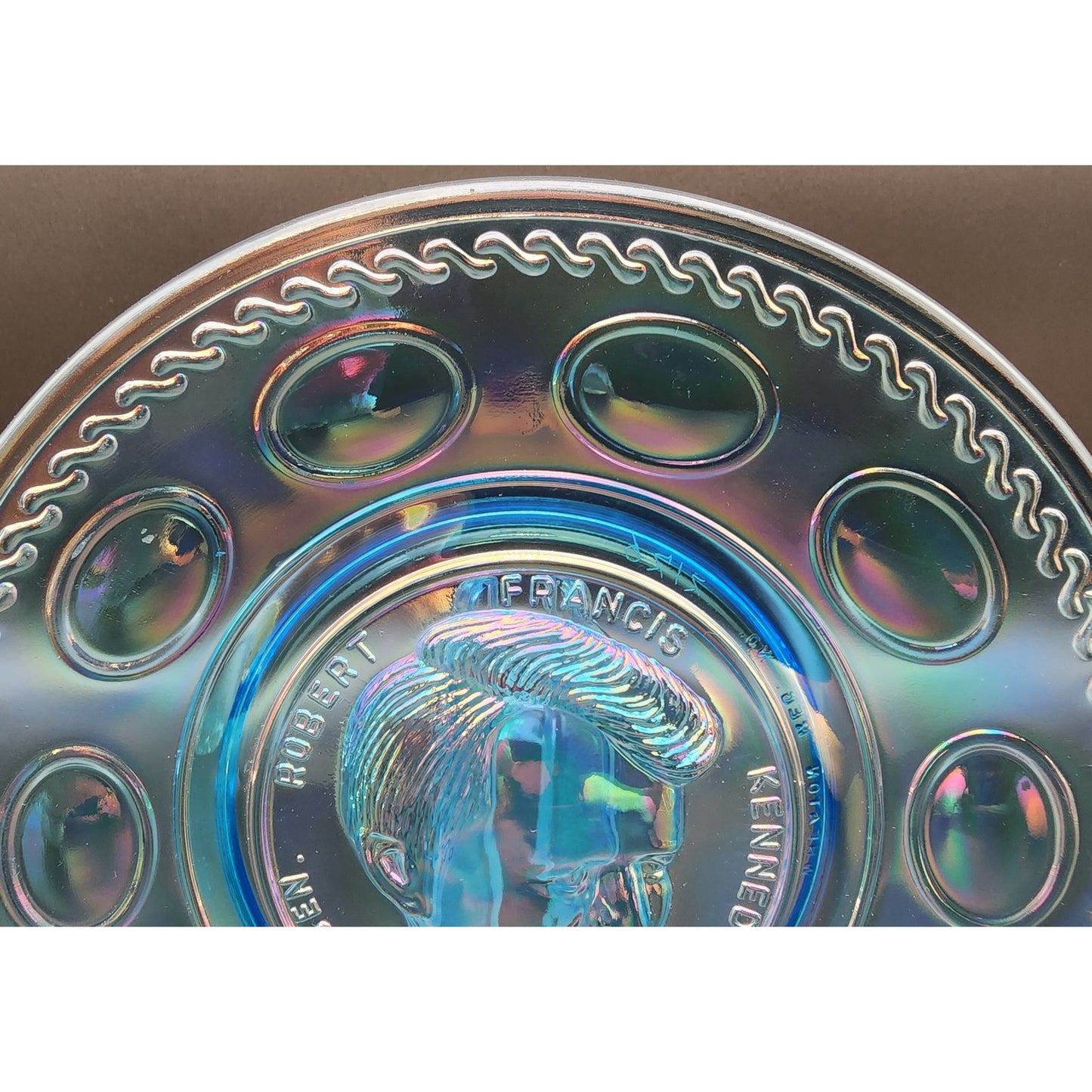 Wheaton RF Kennedy Iridescent Commemorative Plate 8" Raised Relief 1925‑1968