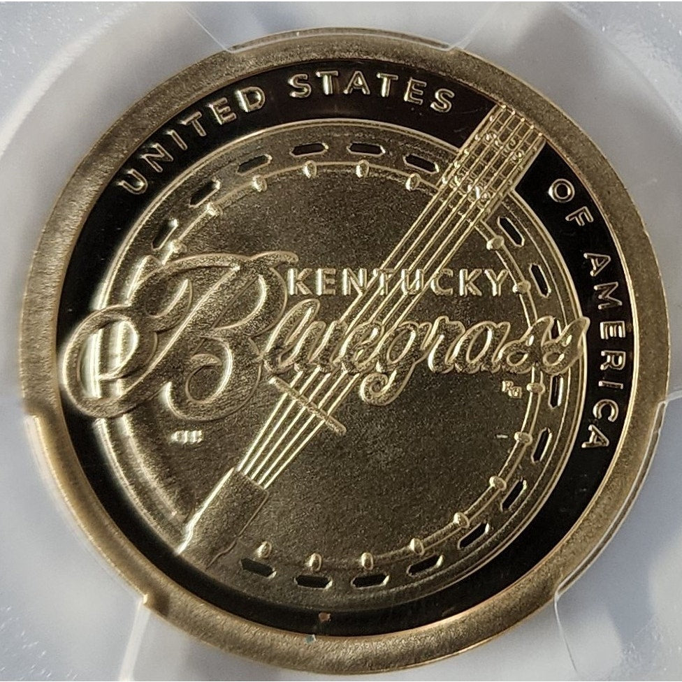 Kentucky Heritage Desk Set w/ Silver Quarter & Bluegrass $1 Coin + Flag