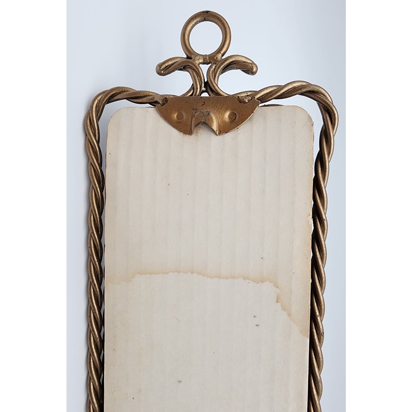 Antique Gold Wall Mirror Candle Holder – Etched Glass Hurricane w/ Purple Candle