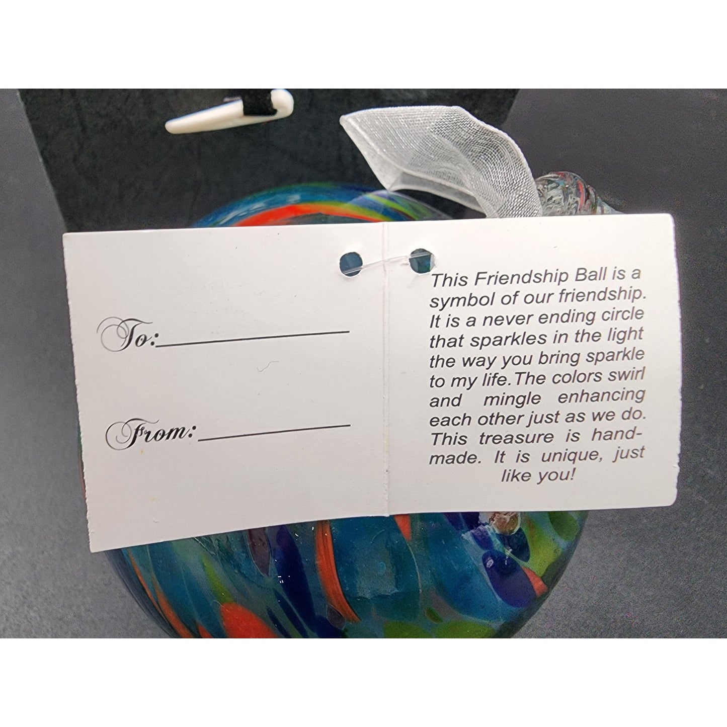 Vintage Giftcraft Friendship Balls Pair w/ Boxes – Handblown Art Glass 3.5"