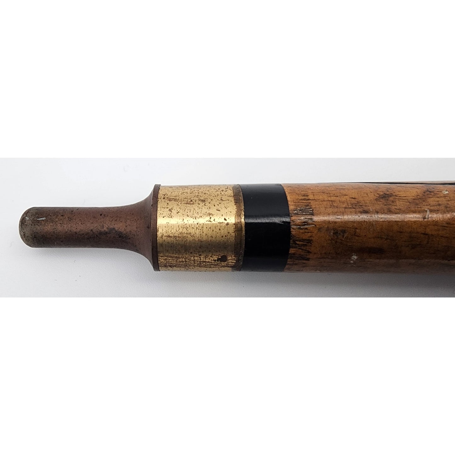 Vintage Hand Carved Wood Brass Cane w/ Hidden Pool Cue 33" - Rare