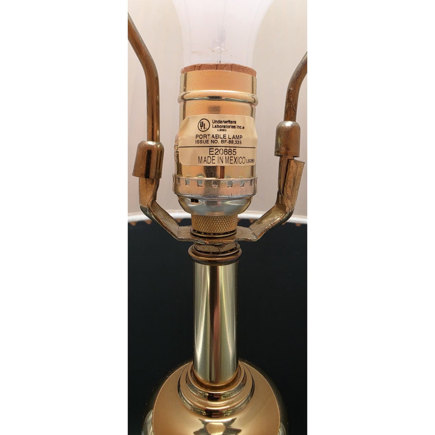 Vintage Solid Brass Table Lamp w/ Pleated Shade 25.5" Mexico Quality Made