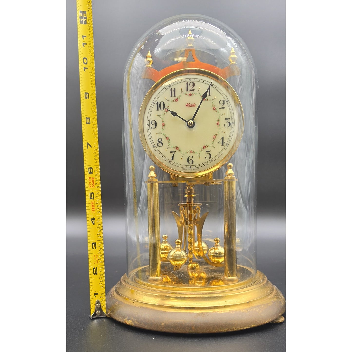 Vintage Kundo German Anniversary Torsion Clock w/ Dome – Brass – Needs Key