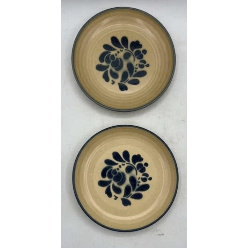 Pfaltzgraff Folk Art 8‑Pc Dinnerware Set Blue Floral Tan USA Stoneware VT