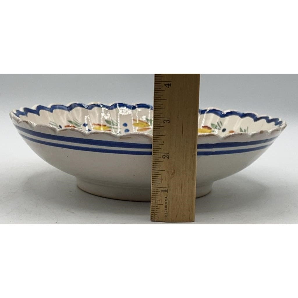 Henriot Quimper Fleuri Bretonne Scalloped Deep Dish French Faience Hand Painted