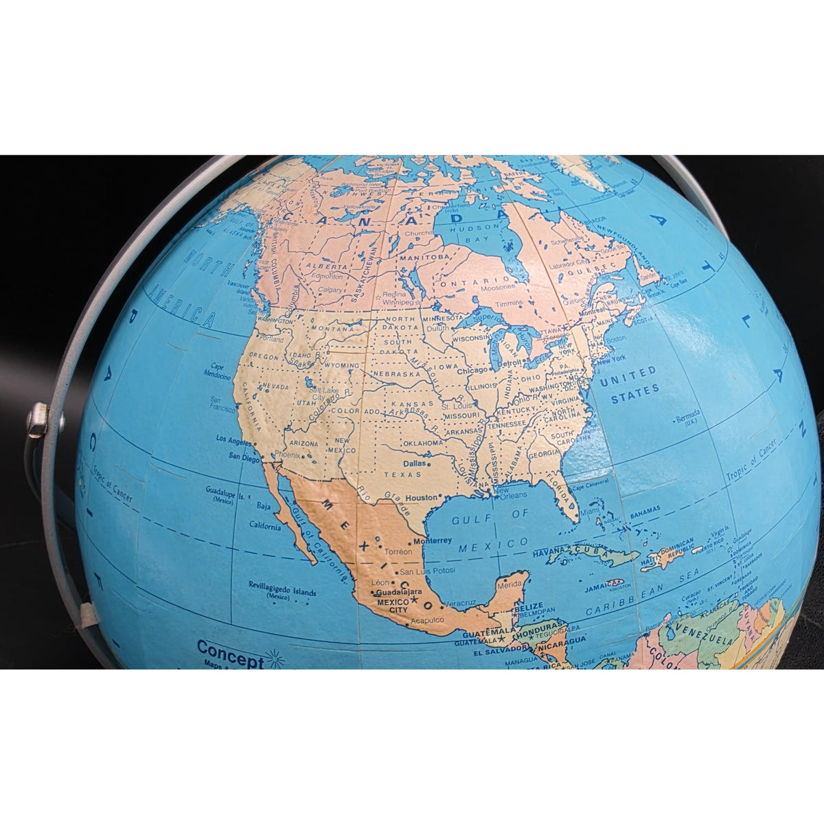 Vintage Concept 16" Blue Ocean World Globe Rotating Stand Modern Educational