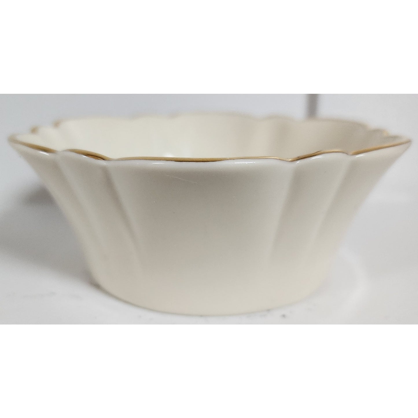 Lenox Holiday Joy Dish 4.5" Fluted 22K Gold Rim w/ Box Vintage Christmas