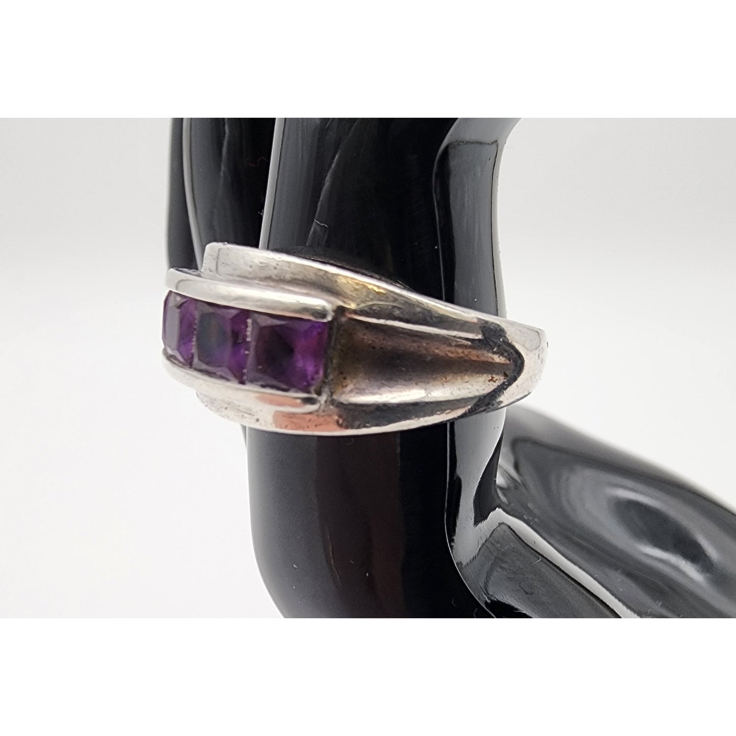 Vintage 925 Sterling Silver Amethyst Channel Ring Size Ladies 7