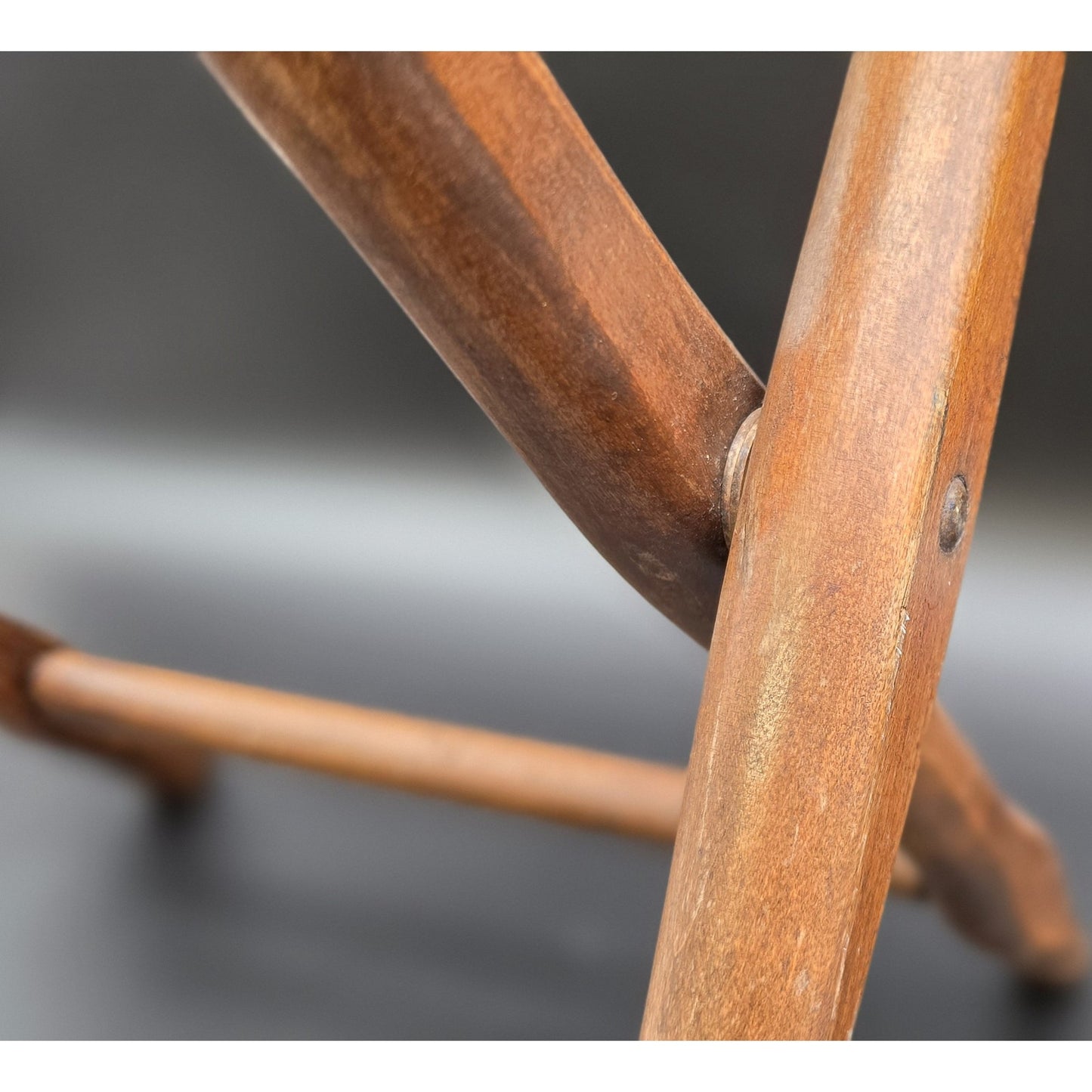 Federal Era Hardwood Folding Chair w/ Woven Seat, Unique Fold System, 1800s