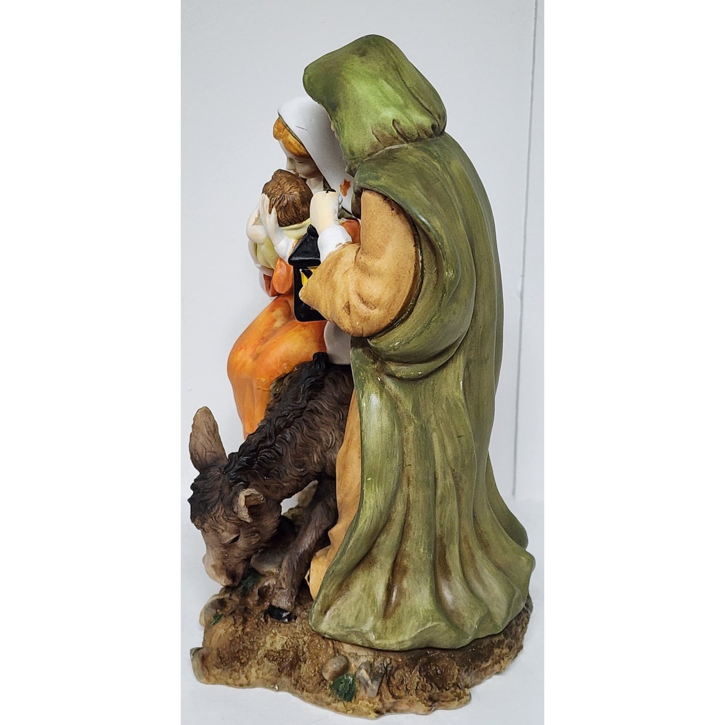 Vintage Holy Family Figurine Mary Joseph Baby Jesus Hand Painted 10.75" Heavy