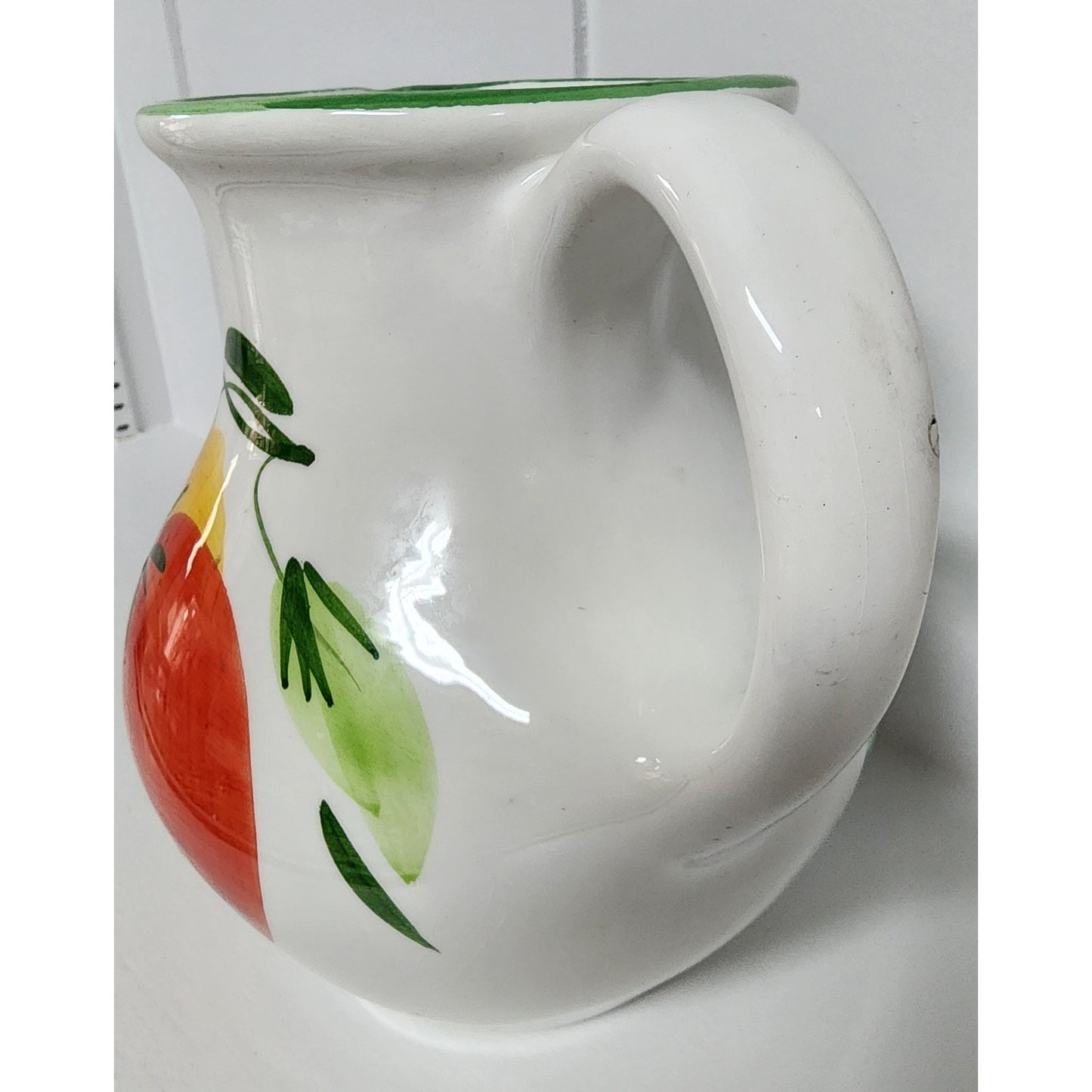 Pizzato Italian Ceramic Pitcher Hand Painted Tomato Fruit 7.25” Vintage Italy