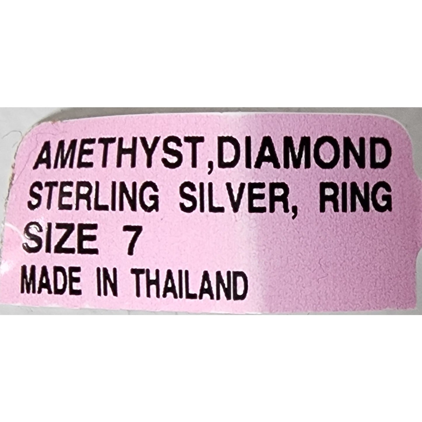 Vintage Sterling Silver Amethyst Ring w/ Mini Diamonds Size 7 + Gift Box
