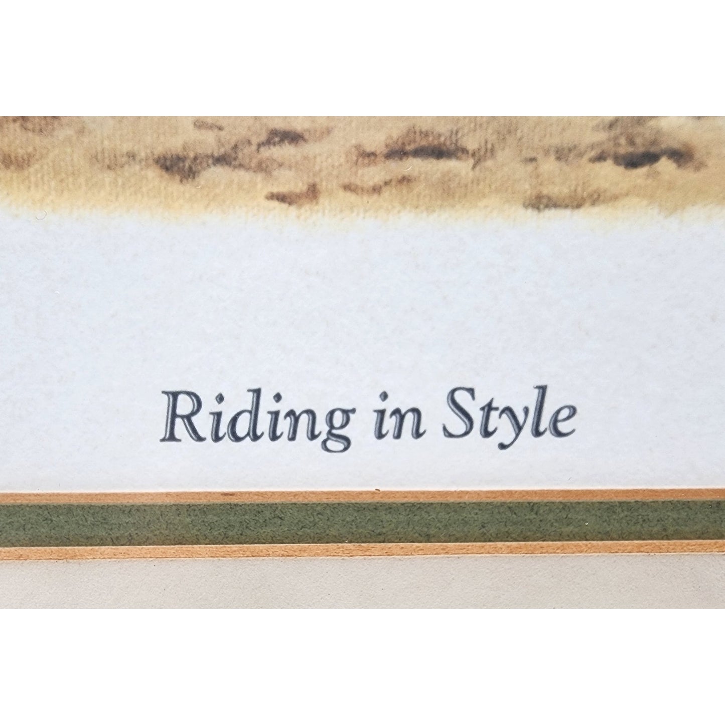 Riding in Style Lithograph by C. Don Ensor  Framed w Matting & Glass  30.5x24.75
