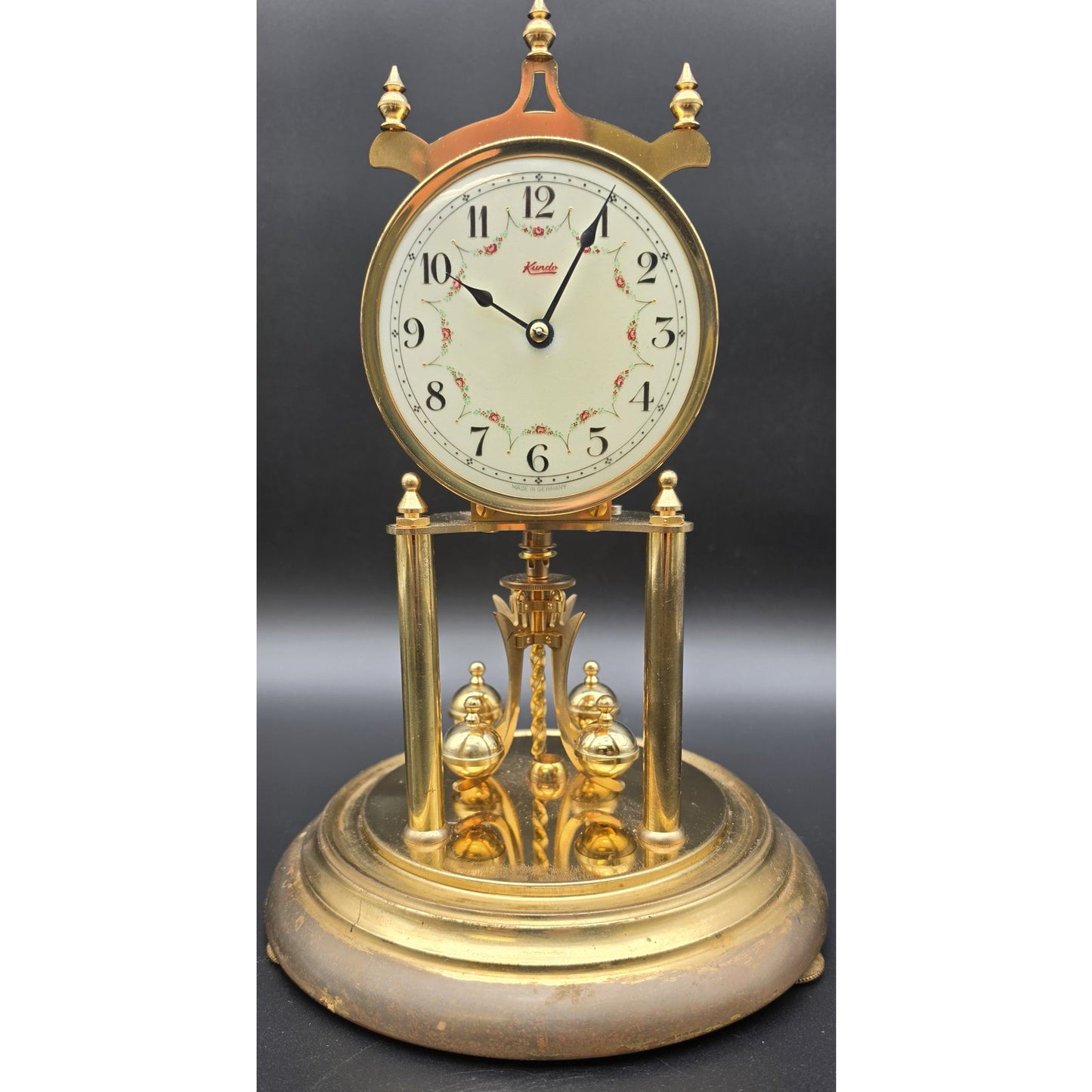Vintage Kundo German Anniversary Torsion Clock w/ Dome – Brass – Needs Key