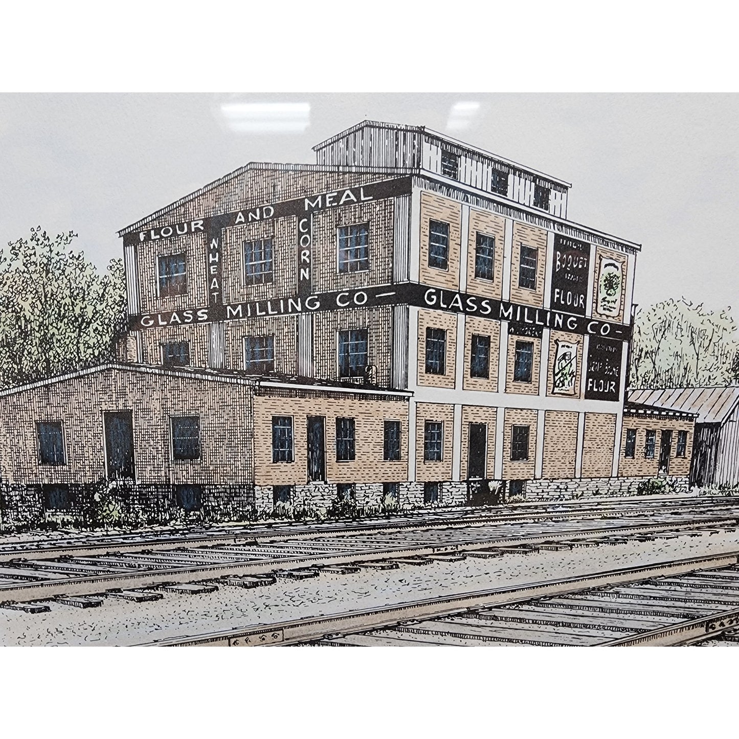 Howard Fain Signed Lithograph "On the Southern R.R. at Wilmore" Glass Framed VTG