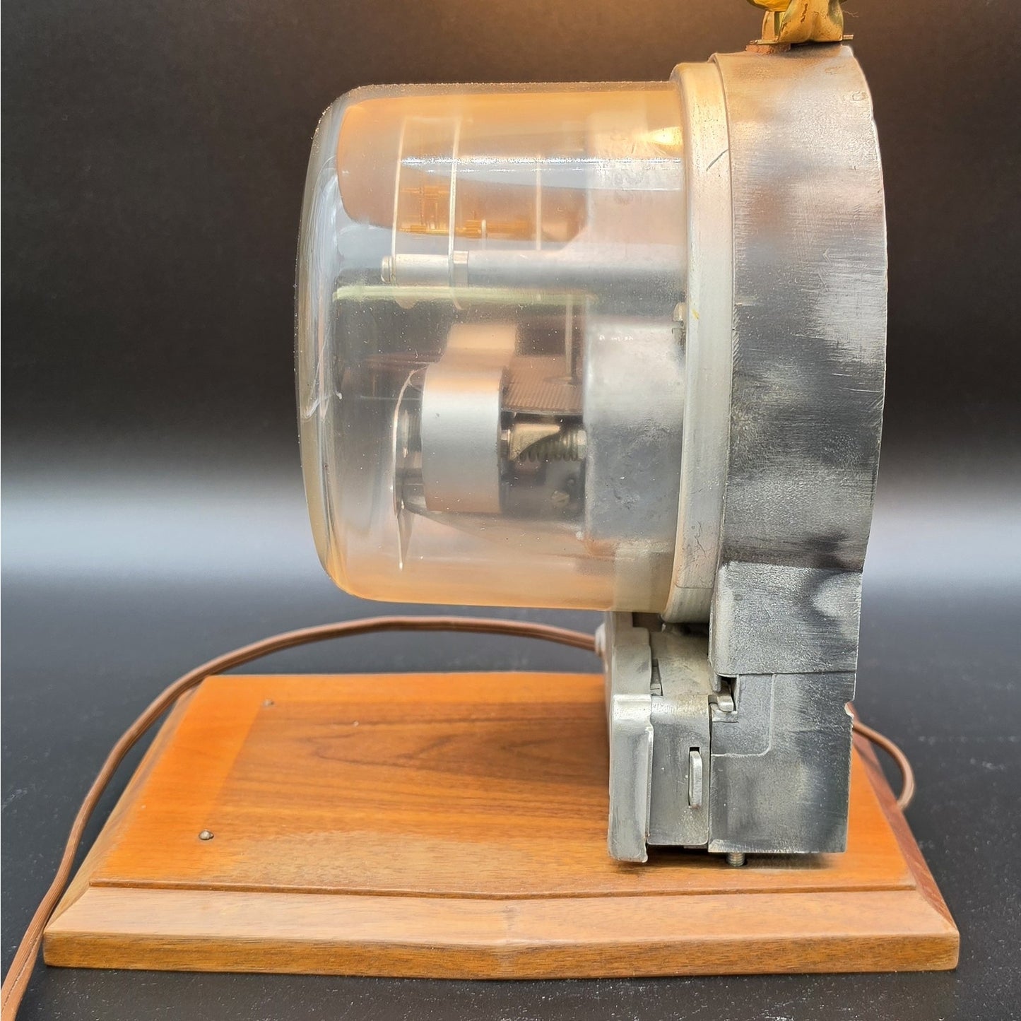Vintage 24.5" GE KWH Meter 3‑Way Lamp w/ Burlap Shade & Wood Base Works - Rare