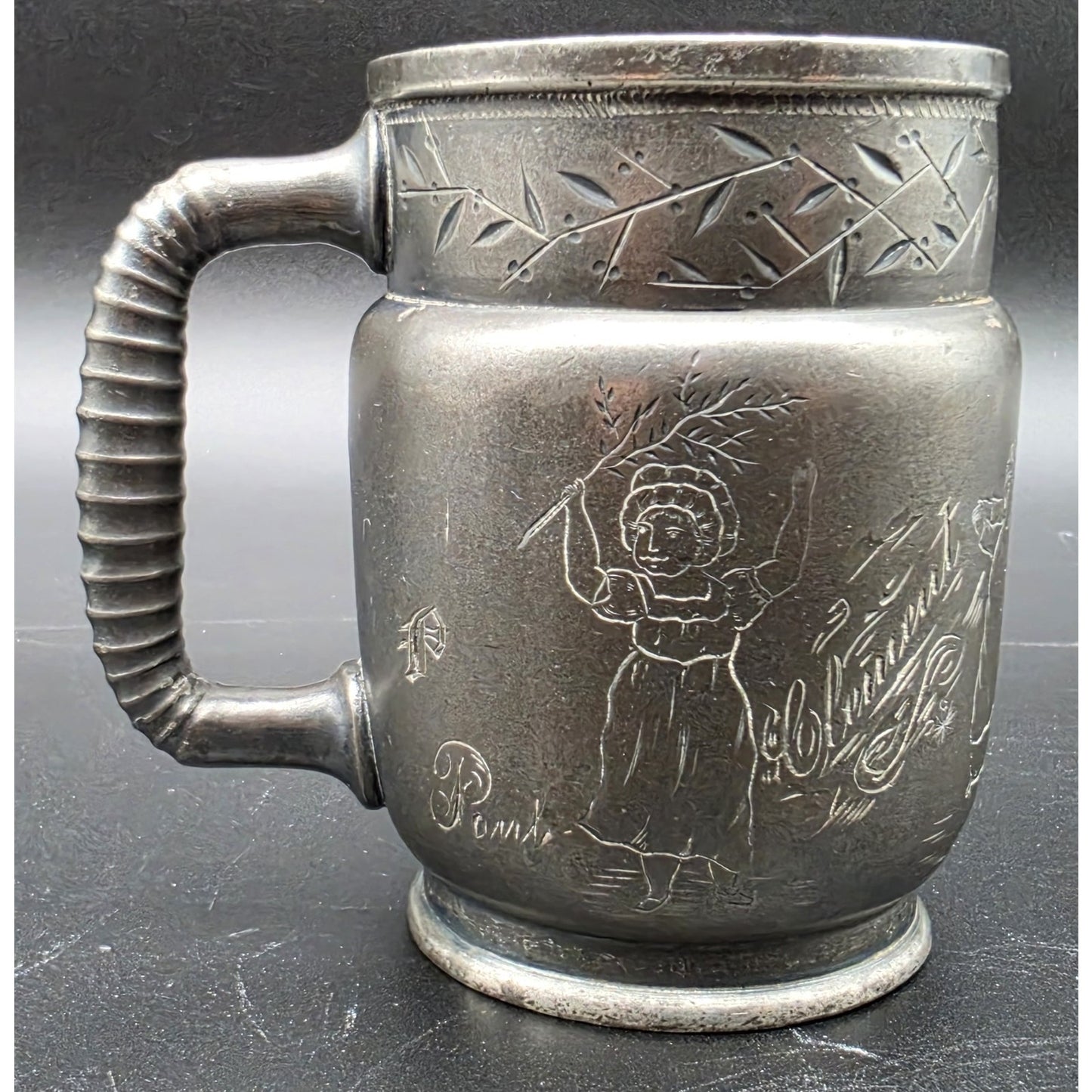 Antique Derby Silver Co Quadruple Plate Engraved Children Ring Dance Mug Cup 67