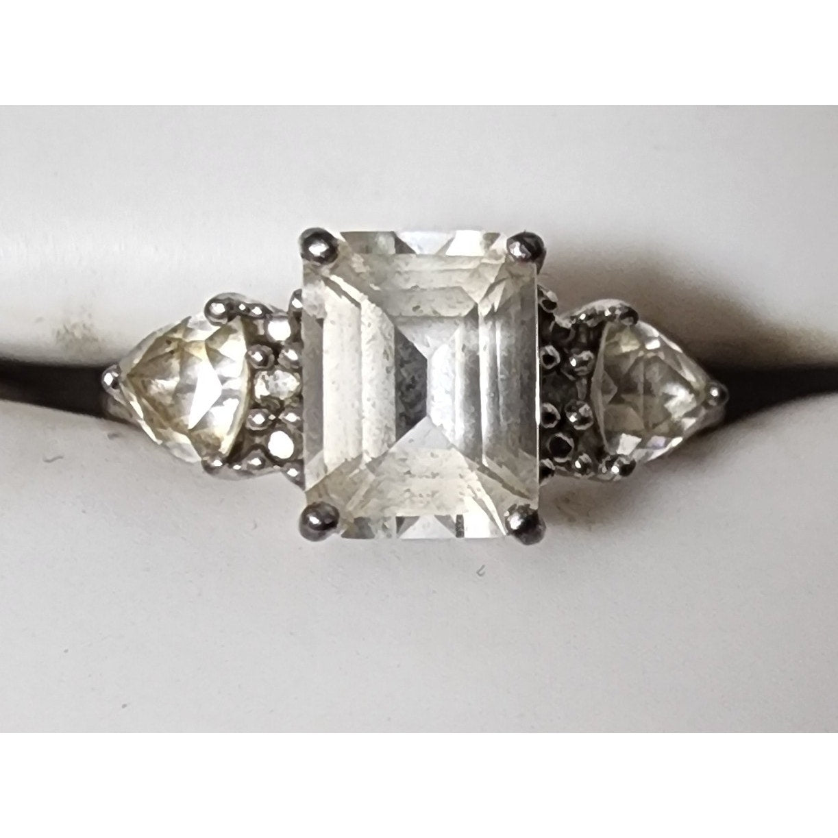 2 Vintage Sterling Silver Rings Size 7 w/ Diamonds & Gemstones + Gift Box