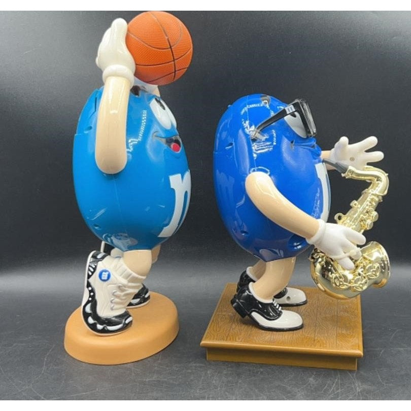Vintage M&M’s Blue Candy Dispensers Lot – Basketball Player & Saxophone Musician