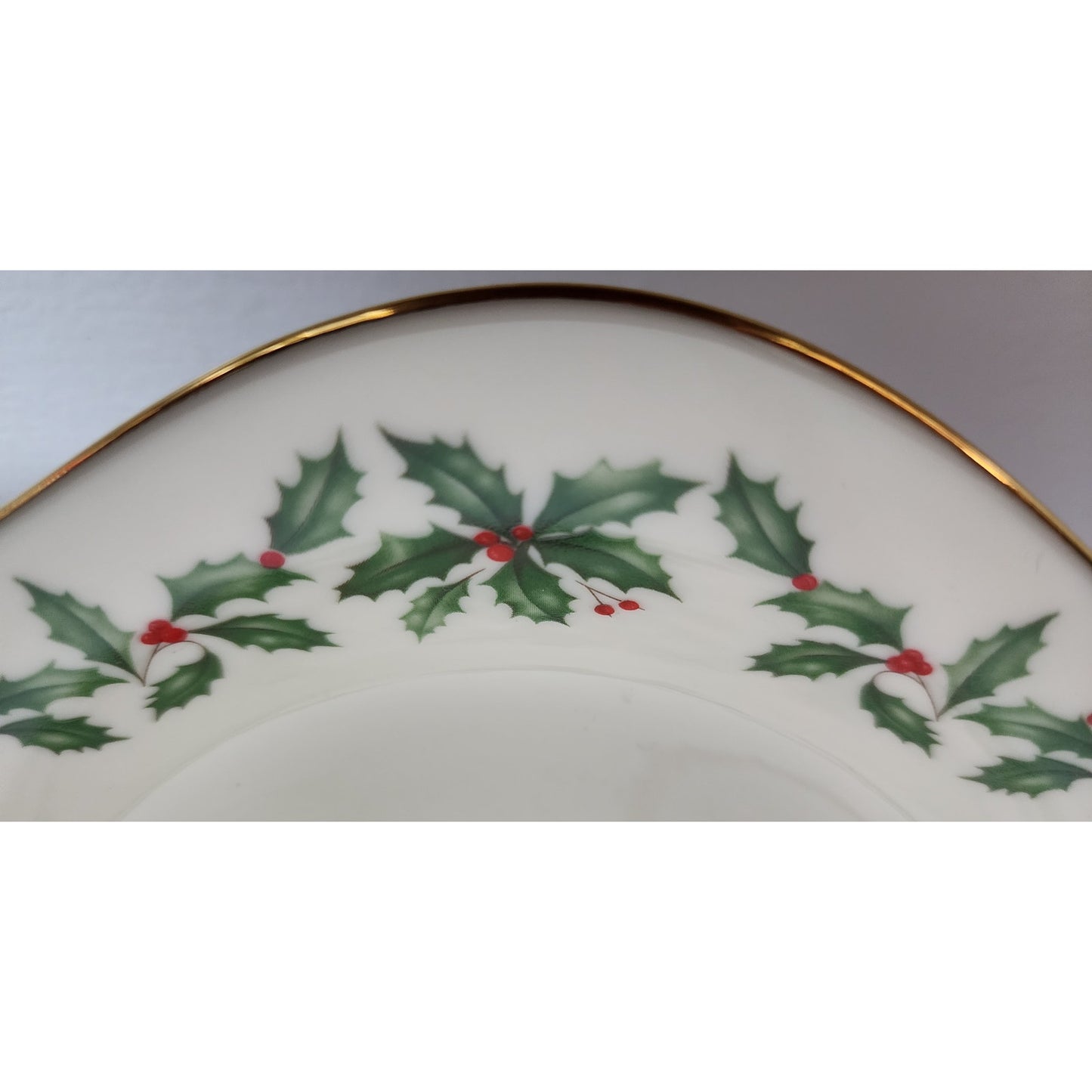 Lenox Holiday Candy Dish 24K Gold Trim Scalloped Rim w/ Box Vintage Christmas