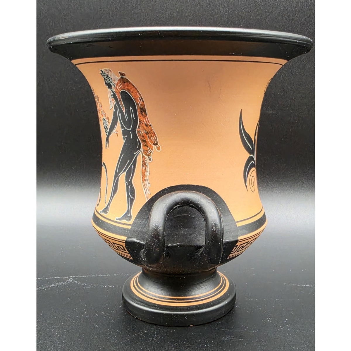 Vintage Greek Vase Dionysus Satyr Athens Pottery Calyx-Krater Lambrou Bros 7.25"
