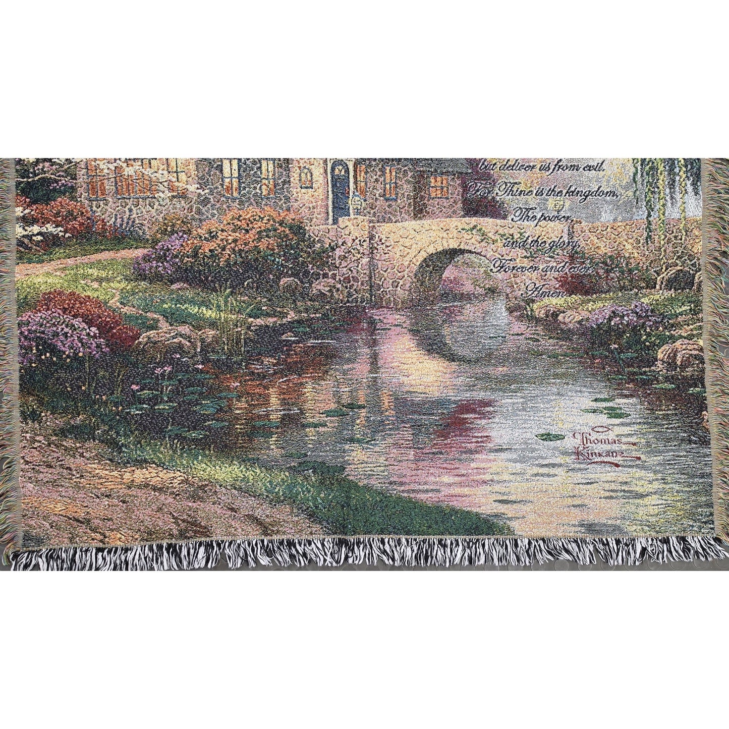 Thomas Kinkade 2006 Lord’s Prayer Tapestry Throw 60x51 Vintage Chapel Scene