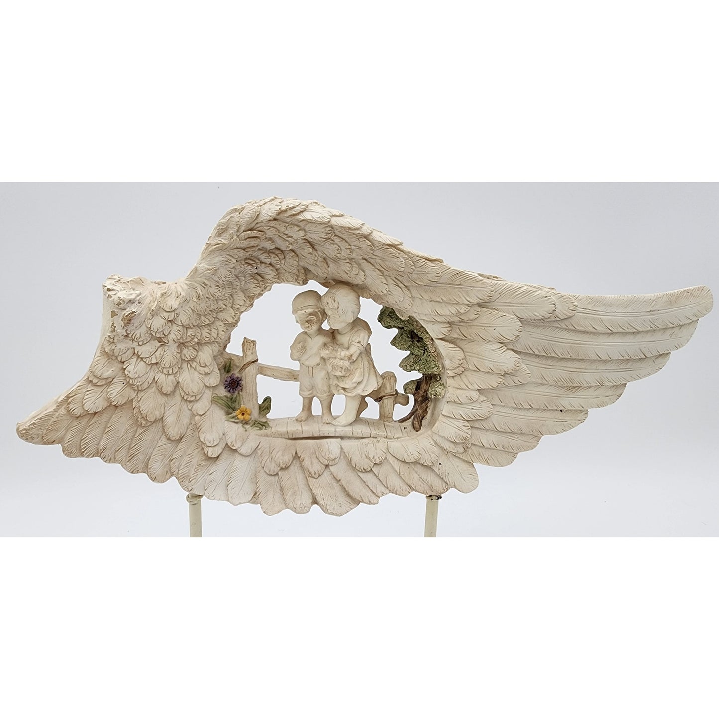 Angel Wing Guardian Figurine w/ Psalms 91:11 Bible Base  11.5" Inspiring Ceramic