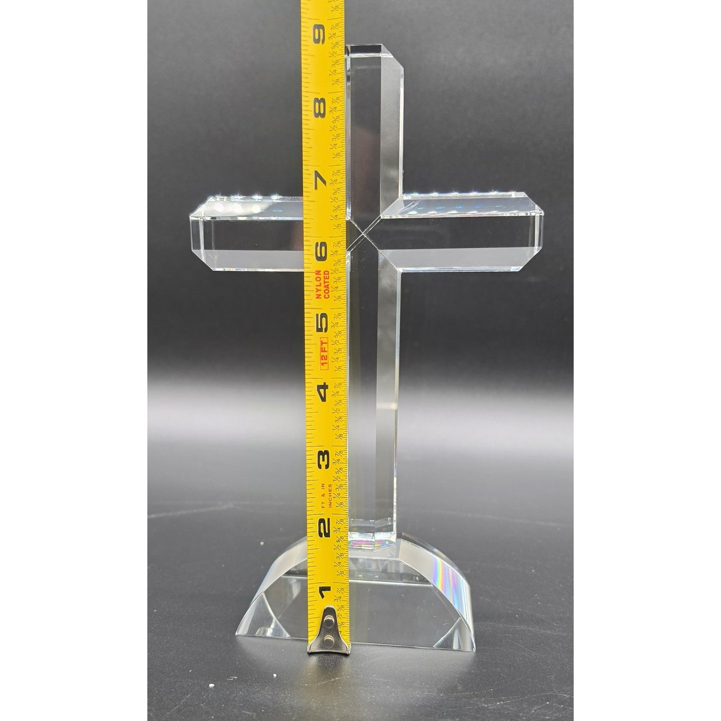 Vintage Cut Lead Crystal Cross 8.5" Tall Heavy 1lb 11oz Stunning Clarity