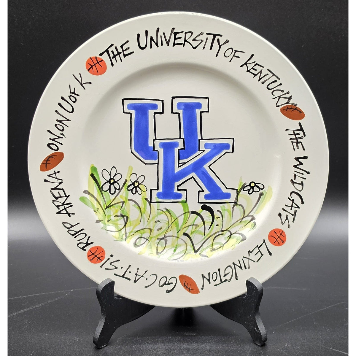 Vintage University of Kentucky UK Wildcats 10.5" Hand Painted Plate TCABELLS TOO