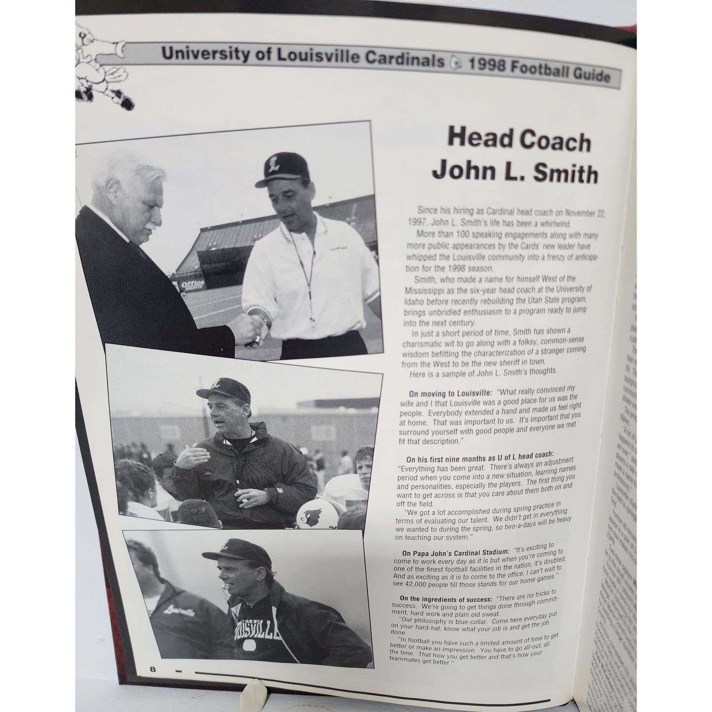 Louisville 1998 Cardinal Football Book Signed John L Smith 200pgs Stats Photos