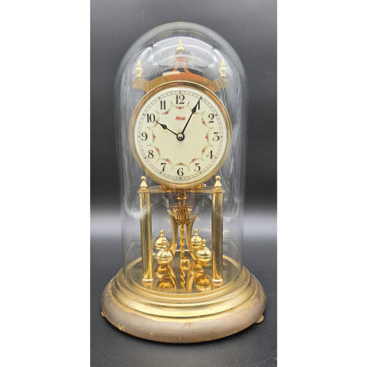 Vintage Kundo German Anniversary Torsion Clock w/ Dome – Brass – Needs Key