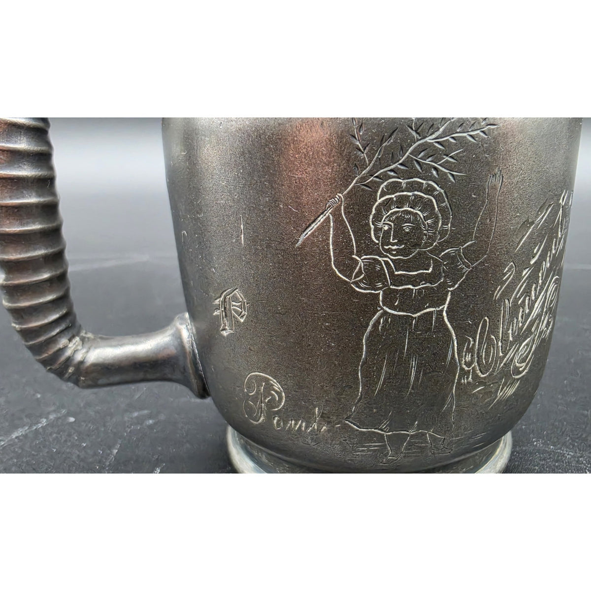 Antique Derby Silver Co Quadruple Plate Engraved Children Ring Dance Mug Cup 67