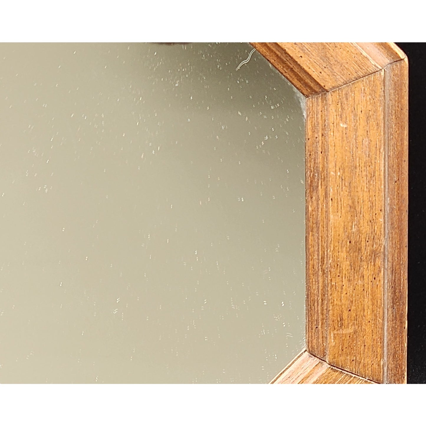 Vintage Solid Wood Octagon Mirror w/ Beveled Frame & Dual Hanging Options