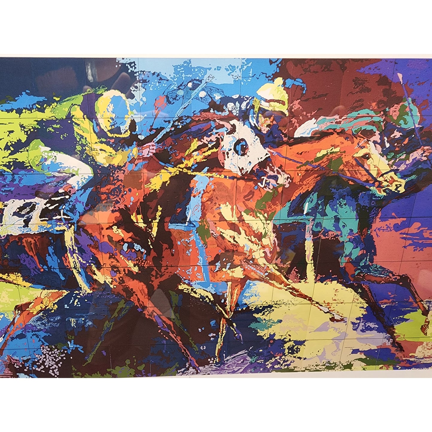 Leroy Neiman Flat Racing Giclée Print 91/250 Framed Horse Race Art 28x18