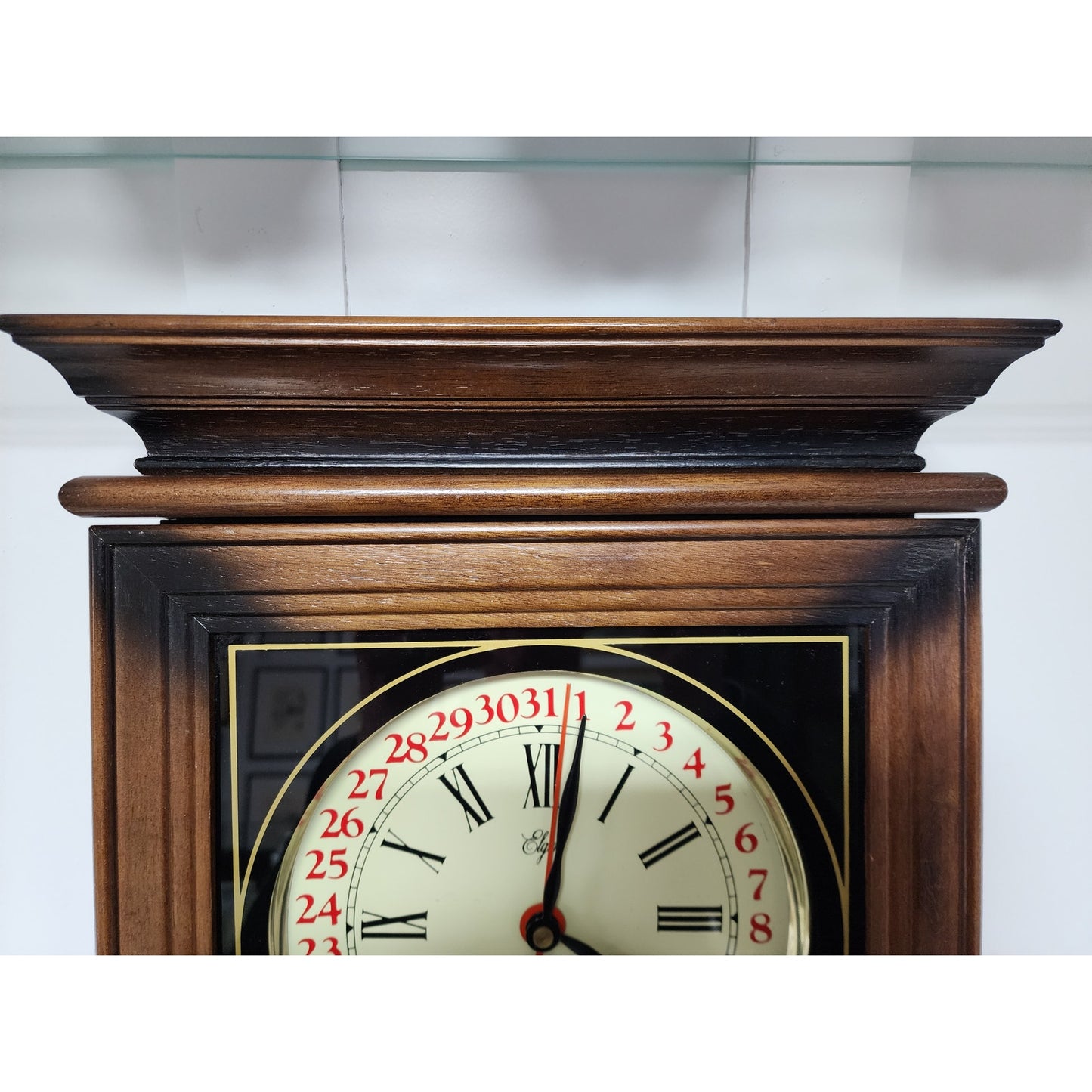 Vintage Elgin Regulator 31 Day Clock Wood Case Brass Pendulum Chimes w/ Key