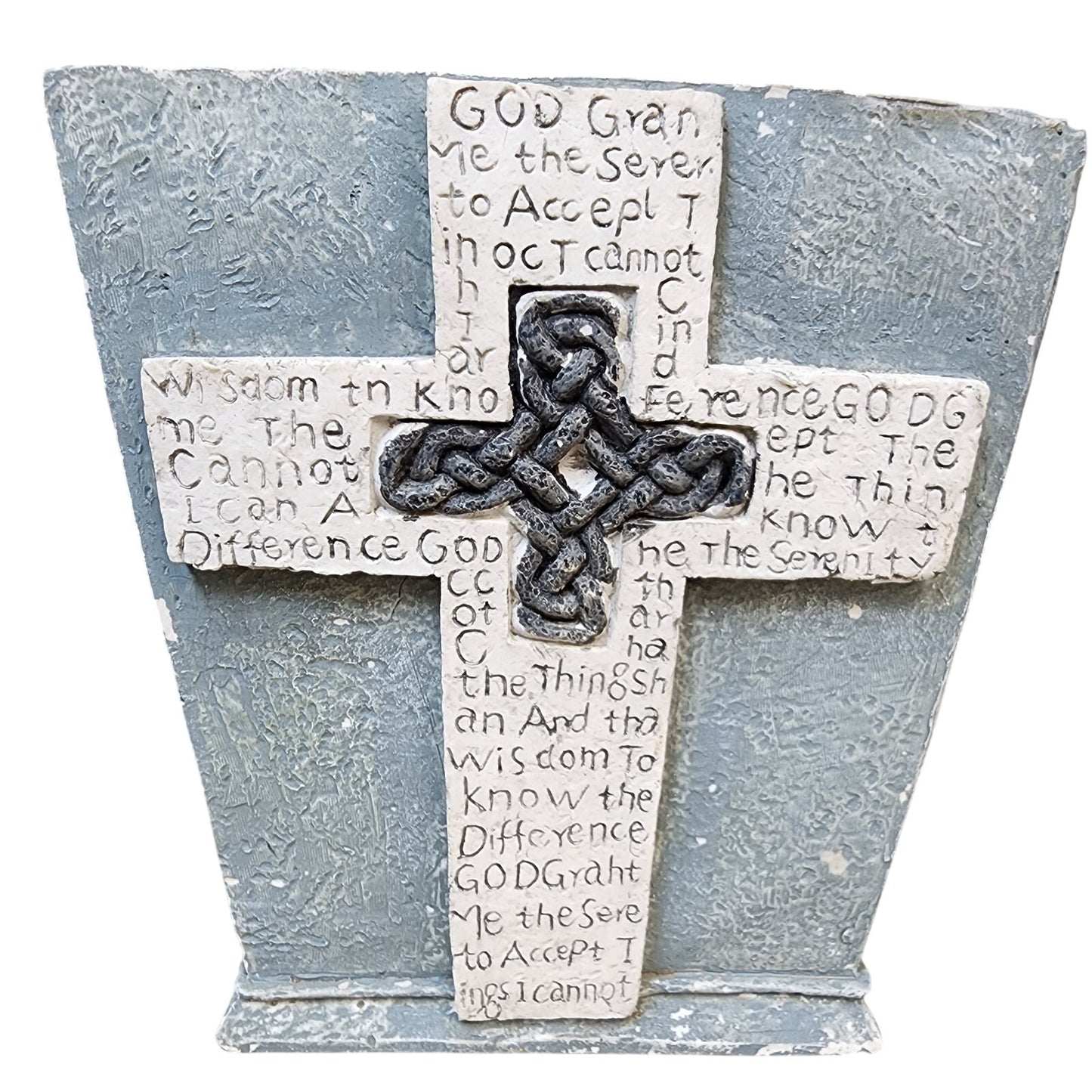 Serenity Prayer Cross Sphere Planter– Sage Green - Heavy Plaster/Concrete Decor