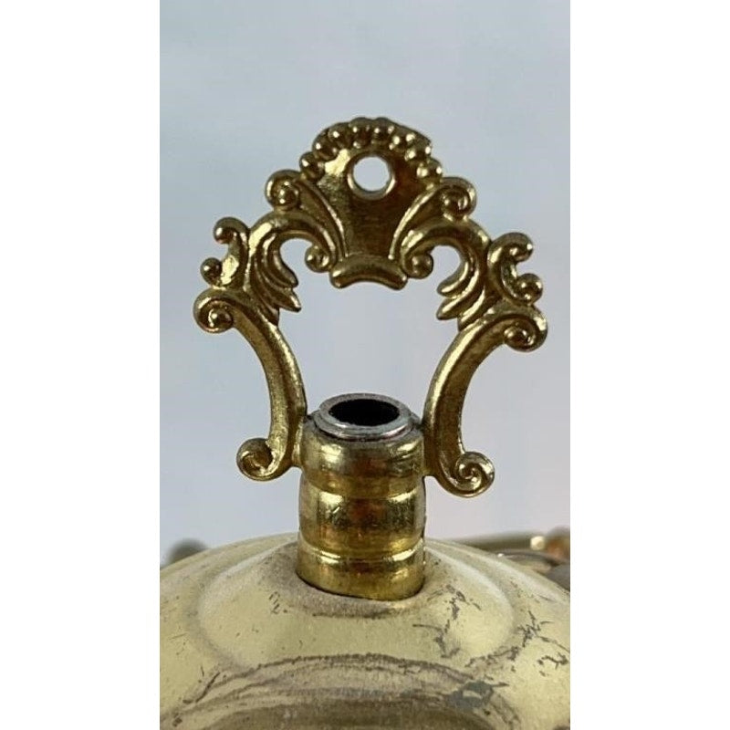 Vintage Brass Touch Table Lamp Etched Floral Glass Shade 3-Way Dimmable