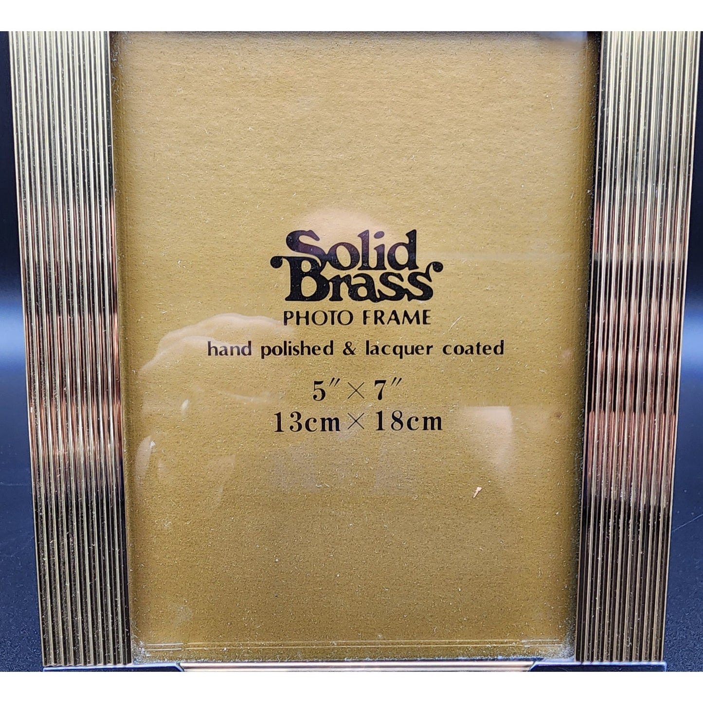Vintage Solid Brass 5x7 Photo Frame Korea Lacquered w/ Easel & Felt Back