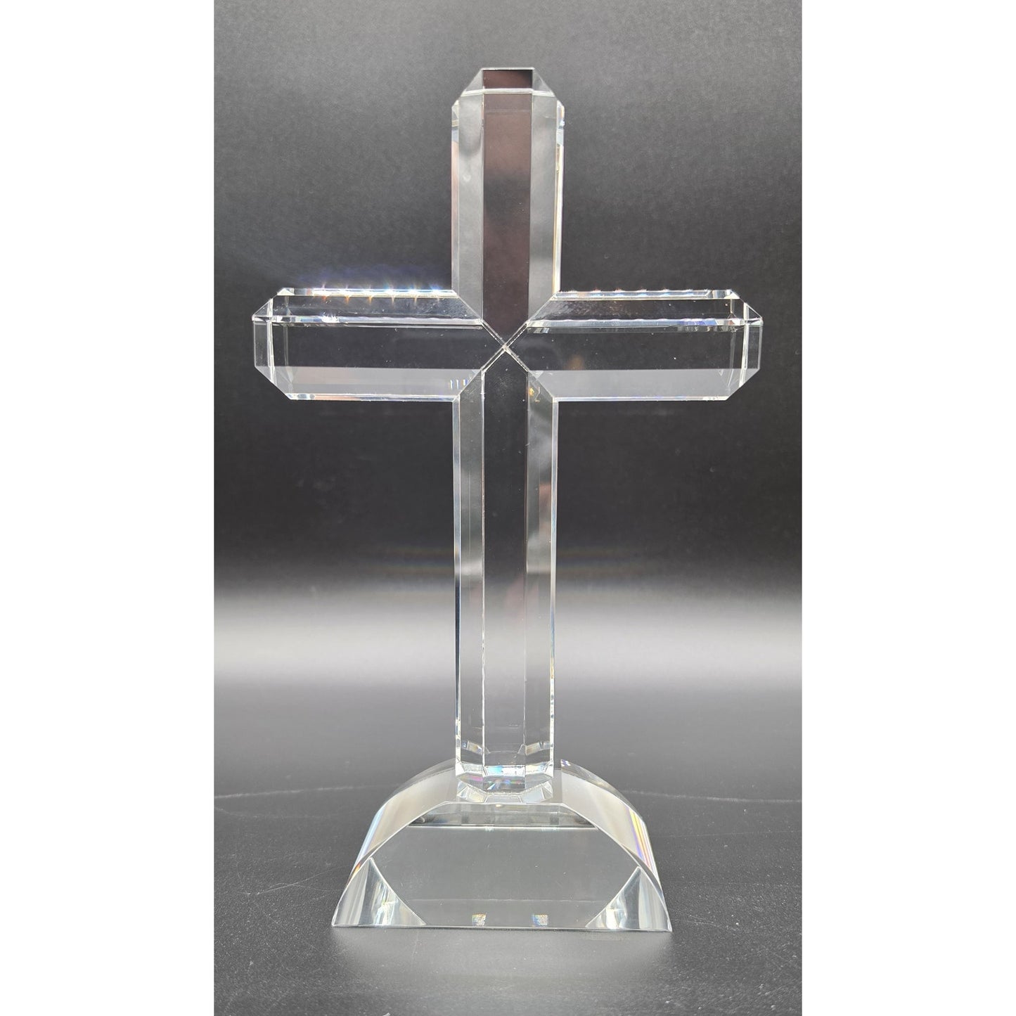 Vintage Cut Lead Crystal Cross 8.5" Tall Heavy 1lb 11oz Stunning Clarity