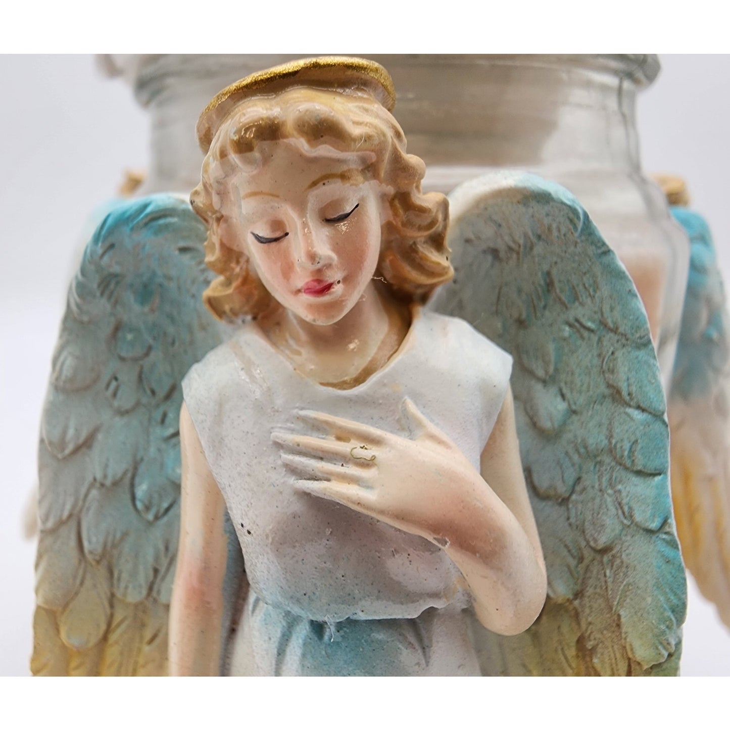 3 Angel Candle Holder w/ Lid – Ceramic Holiday Decor Butterscotch Scent Unused